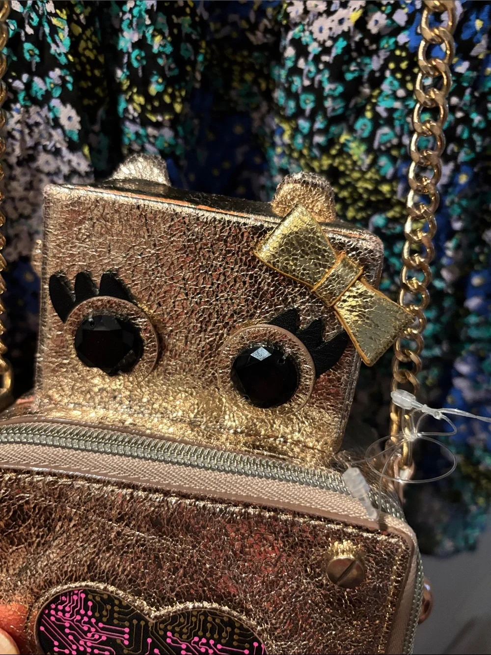 “Rare” Gold Robot Heart Crossbody Bag